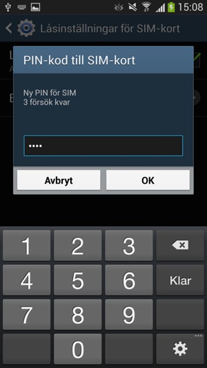 Ange din Nya PIN för SIM och välj OK