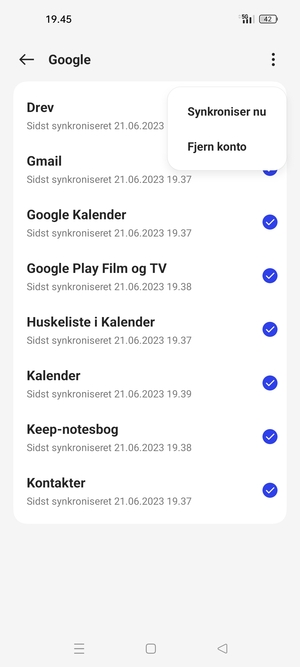 Vælg Synkroniser nu