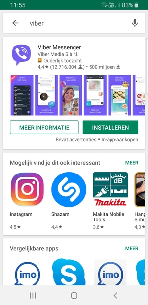 Selecteer de app