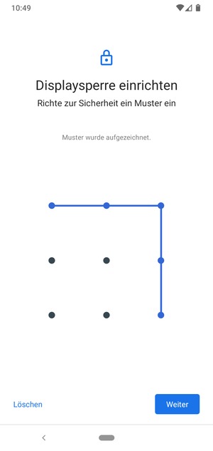 Zeichnen Sie ein Entsperrmuster und wählen Sie Weiter