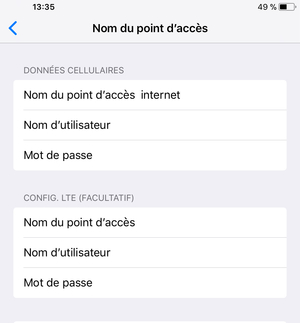 Saisissez les informations Internet