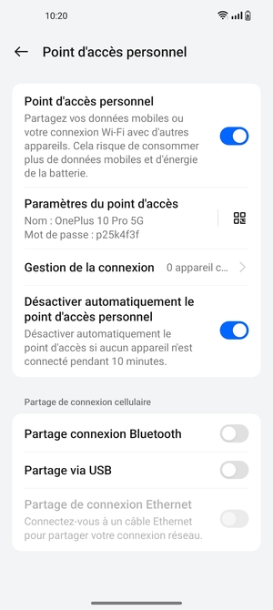 Votre téléphone est maintenant configuré pour être utilisé comme modem