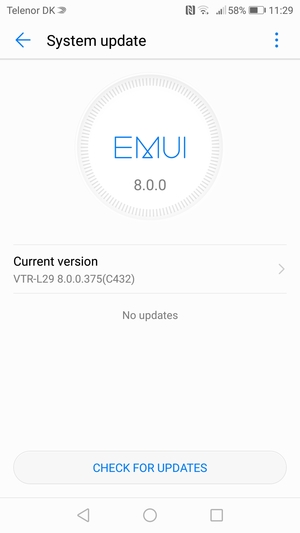 If your phone is up to date, you will see the following screen