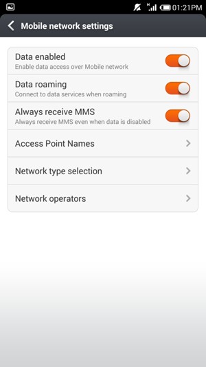 Turn Data roaming on or off