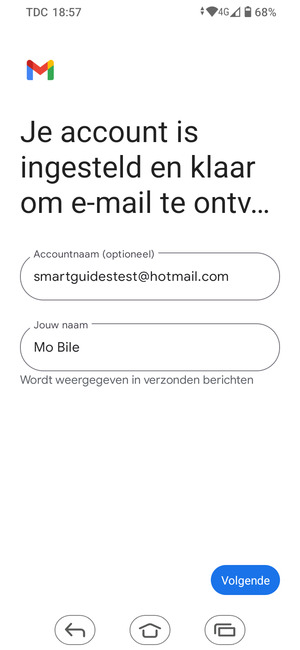 Geef uw account een naam en voer uw naam in. Selecteer Volgende