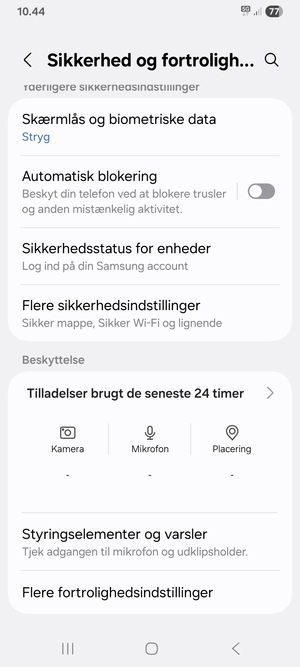 Scroll til og vælg Flere sikkerhedsindstillinger