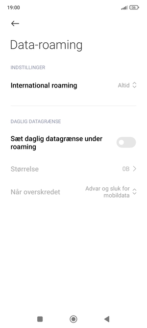 Vælg International roaming