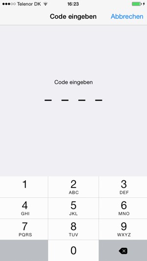 Geben Sie Ihren Zugangscode für die Sperre ein, falls diese bereits auf Ihrem Handy aktiviert ist
