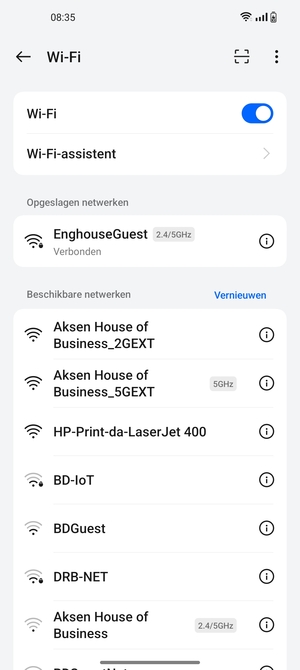 U bent nu verbonden met het WiFi-netwerk