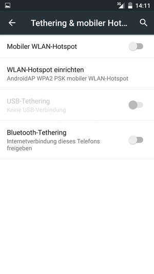 Wählen Sie WLAN-Hotspot einrichten