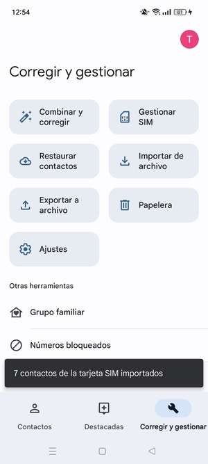 Sus contactos se guardarán en su cuenta de Google y se guardarán en su teléfono la próxima vez que Google sea sincronizado.