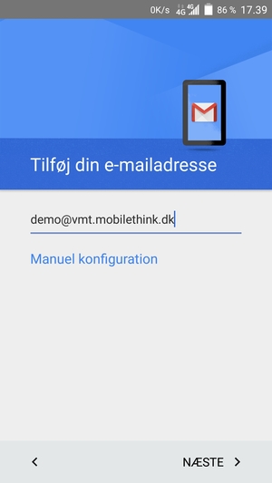 Indtast din e-mailadresse og vælg NÆSTE