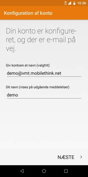 Giv din konto et navn og indtast dit navn. Vælg NÆSTE
