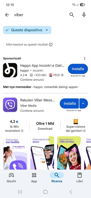 Seleziona l'applicazione
