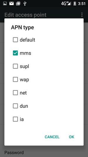 Check the mms checkbox and select OK