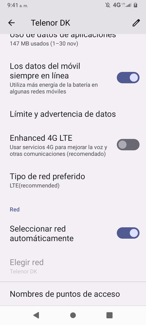 Desplácese y seleccione Nombres de puntos de acceso
