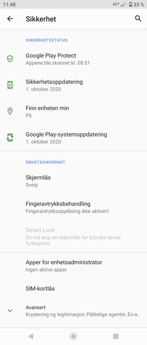 Velg Skjermlås