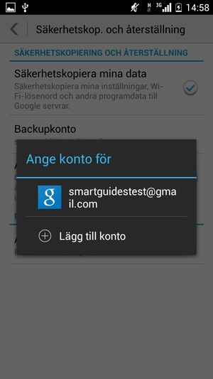 Tryck på ditt säkerhetskopieringskonto