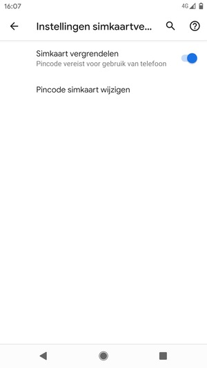 Selecteer Pincode simkaart wijzigen