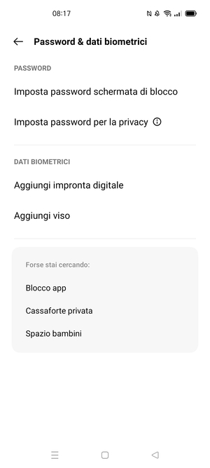 Seleziona Imposta password schermata di blocco