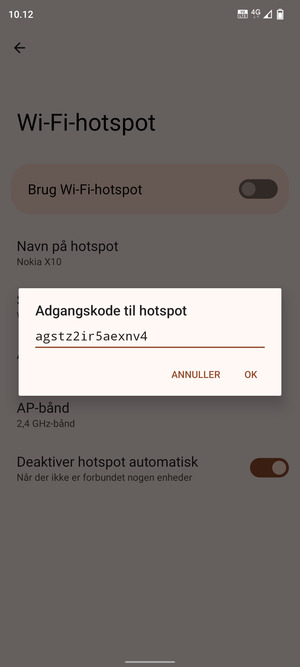 Indtast en Wi-Fi-hotspot adgangskode på minimum 8 tegn og vælg OK