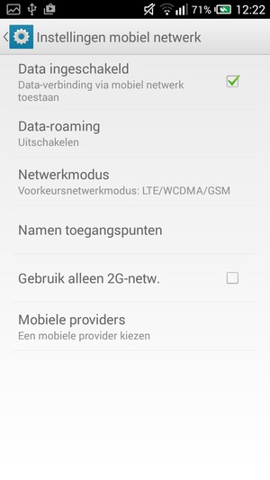 Selecteer Data-roaming