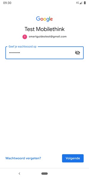 Voer uw wachtwoord in en selecteer Volgende