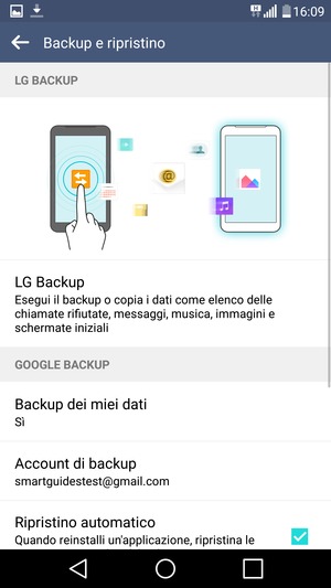 Seleziona Account di backup