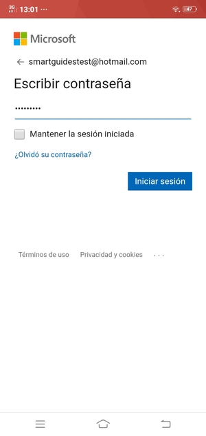 Introduzca su contraseña y seleccione Iniciar sesión