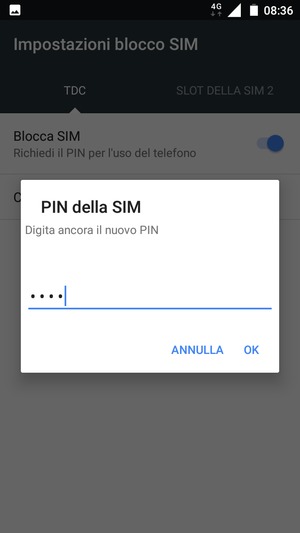 Conferma il nuovo PIN della SIM e seleziona OK