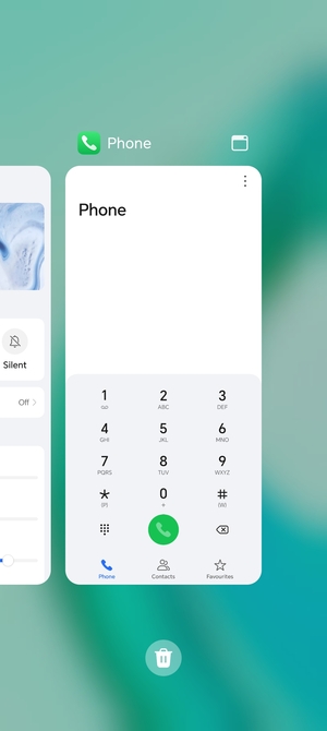 Select the Delete  icon to close all running apps