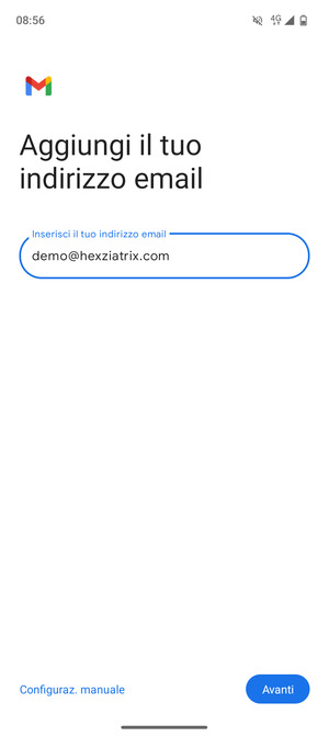 Inserisci il tuo indirizzo email e seleziona Avanti