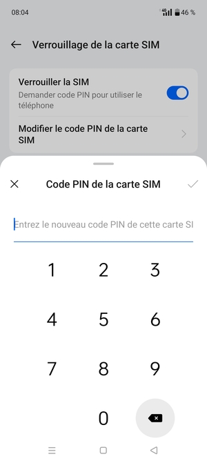 Saisissez votre Nouveau code PIN de la carte SIM et sélectionnez OK