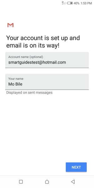 Give your account a name and enter your name. Select NEXT