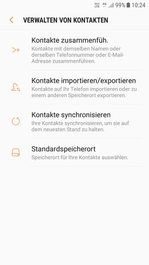 Wählen Sie Kontakte importieren/exportieren 