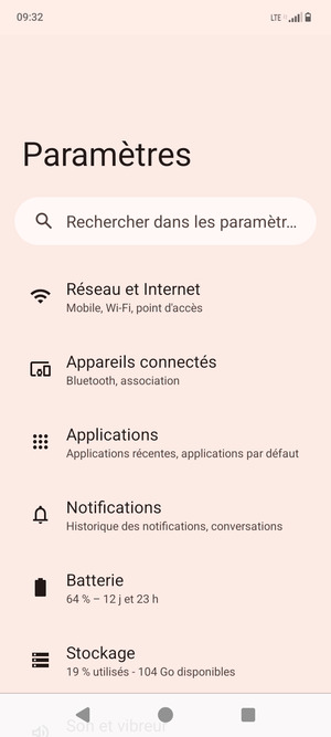 Sélectionnez Rèseau et Internet