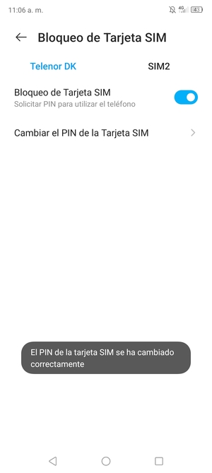 Su PIN de la tarjeta SIM ha sido cambiado
