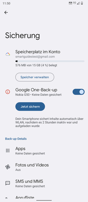 Wählen Sie Speicherplatz im Konto