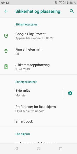 Telefonen din er nå sikret med en skjermlås