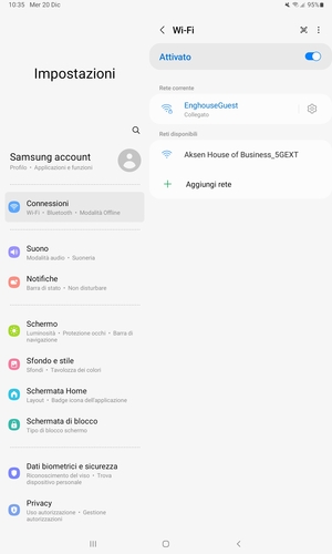 Ora sei connesso alla rete Wi-Fi