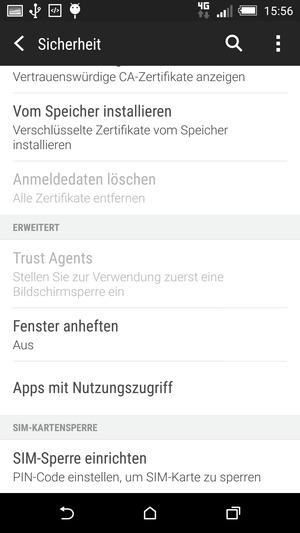 Um die PIN für die SIM-Karte zu ändern, wählen Sie SIM-Sperre einrichten