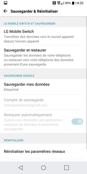 Sélectionnez Sauvegarder mes données