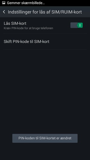 Din PIN-kode til SIM-kort er nu ændret