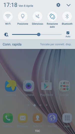 Scorri il menu in alto verso sinistra