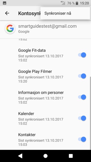 Velg Synkroniser nå