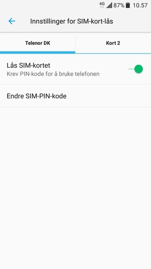 Velg Public og Endre SIM-PIN-kode