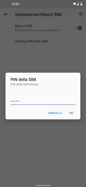Inserisci PIN della SIM attuale e seleziona OK