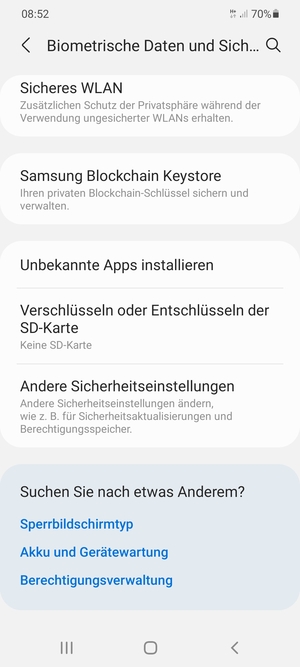 Scrollen Sie und wählen Sie Andere Sicherheitseinstellungen