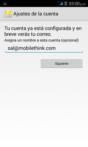 Déle a su cuenta un nombre y seleccione Siguiente