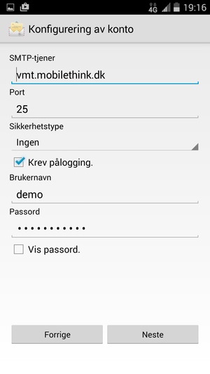 Skriv inn utgående serveradresse